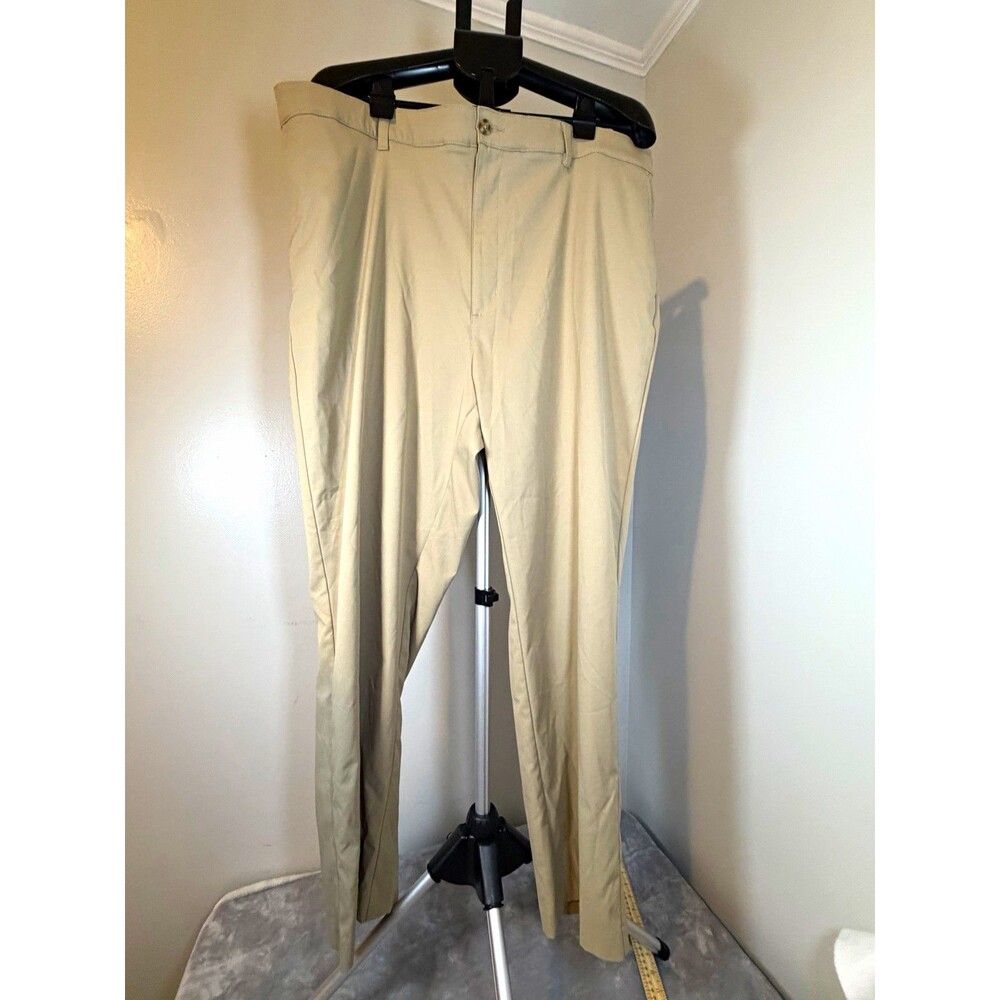 Ben Hogan Men’s Beige Pants 44 Regular Fit Straight Twill Polyester Flat Front